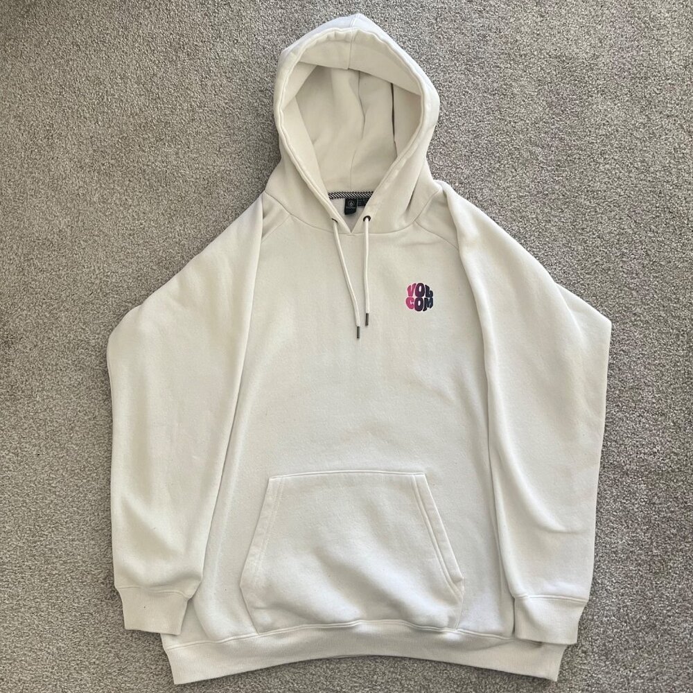 Y2K Volcom Cozy Star Shields White Graphic Hoodie size XL